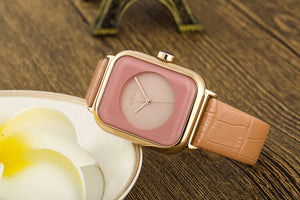 GUOU 8162 Top Brand Simple Fashion Watch Rectangle Dial Genuine Leather Quartz Watch Women Watches