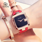 [Large Stock] GUOU 8190 Square Fashion Luxury Ladies Bracelet Waterproof Watch Leather Strap women's Watches
