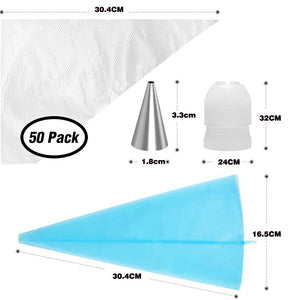 70 in one Cake Decorating Kits Supplies with Cake Turntable 12 Numbered Cake Decorating Tips 2 Icing Spatula 3 Icing Smoother, 2 Silicone Piping Bag 50 Disposable Pastry Bags and 1 Coupler