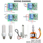 433Mhz Remote Control Switch for Light,Door, Garage Universal Remote AC 85V ~ 250V 110V 220V 2CH Relay Receiver and Controller