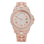 Missfox V320A watch fashion double calendar business full diamond quartz men's casual watch