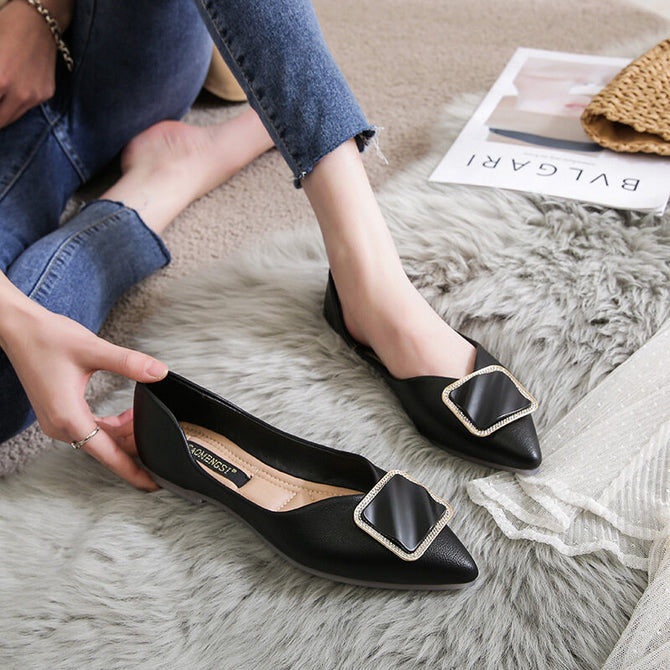 Korean shoes women 2022 new flat sole single shoes women's large size pointed head shoes office lady causal flat shoes 222-4