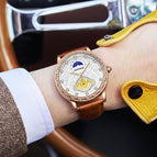 KIMSDUN retro engraved moon phase high-end imitation mechanical watch men's waterproof quartz watch K-2191B