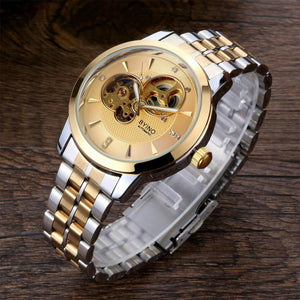 New Byino 8082 luminous waterproof full hollow Luxury Men's Business Quartz Watches Stainless Steel Round Dial Casual Watch Man Watches 2021 Modern Classic Horloges Man