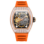 ONOLA N3838F 2023 New Square Diamond  Men Watch Hollow Automatic Mechanical Watch Men's Silicone Band Waterproof fashion casual watch