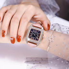 GUOU 8215 Women's Watches 2019 Square Fashion  Luxury Ladies Bracelet Waterproof Watches Leather Strap