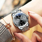 ONTHEEDGE RZY031 Women watch Luxury Gold Blue Wristwatches Quartz Stainless Steel Ms Watches Waterproof with original box