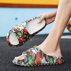 Man's Sandals Selipar Lelaki with Beer Cap Graffiti Slippers For Daily Slaid (40-45) Men slides