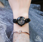 GUOU 66611 Fashion Diamond 2019 Wrist watch Leather Strap Luxury Women's Watches Ladies Watch Clock