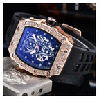 2023 Watch for men New Diamond Quartz Watch Barrel-Shaped European Style Hollow Ghost Head Quartz Watch 9791
