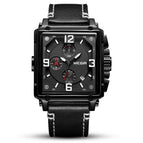 Megir watch men's retro fashion square multi-functional calendar Leather Men's quartz men's casual watch 2061
