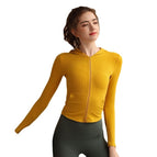 Sports jacket women's 2022 new fitness clothes long-sleeved hooded jacket suit running yoga top 208