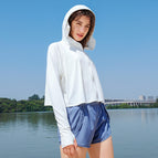 2022 women's ice silk sunscreen clothing summer thin UV protection loose large size sunscreen shirt hooded sunscreen clothing 8268