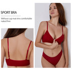 Women's underwear set plus size no steel ring beautiful back vest thin large size comfortable Panties and bra set 1605