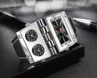 Oulm 9525 Men's watch Large dial Fashion watch Multi time zone Rectangular quartz men's watches causal three dials watch