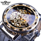 Winner Watch Men's Fashion Casual Classic Popular Rhinestone Hollow Manual Mechanical men Watch SLZg48