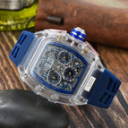 Men's and women's watch 6-Pin Quartz Watch Barrel-Shaped Hollowed Fashion Non-Mechanical Watch Spot Transparent Watch 8087