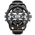 Oulm Cool Men's Watch Quartz Watch New Four Time Zone Casual Fashion Multi-Time Zone Large Dial Men's Watch HP3233