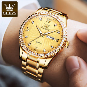 OLEVS Watch men gold diamond calendar waterproof quartz men watch 5565