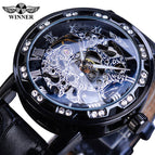 Winner Watch Men's Fashion Casual Classic Popular Rhinestone Hollow Manual Mechanical men Watch SLZg48