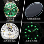 OLEVS Watch Green Water Ghost Automatic Mechanical Watch Luminous Waterproof Men's Watch 6650 Mechanical