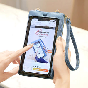 Touch screen mobile phone bag women's mini bag all-match small fresh shoulder messenger bag long wallet QB315