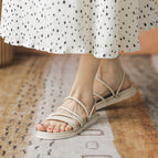 Sandals women's 2022 summer new two-wear soft-soled simple one-word belt all-match flat sandals women's 8500-37