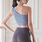 New High Elastic Fitness Yoga Clothes One Shoulder Sports Bra Vest Women's Beauty Back Short Top Yoga Clothes Women's Summer A054