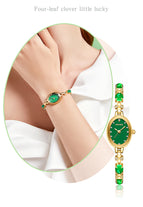 MKGO Light Luxury Small Fashion Simple Small Green Plate High Grade Jade Chalcedony Bracelet Women's Waterproof Watch M8106