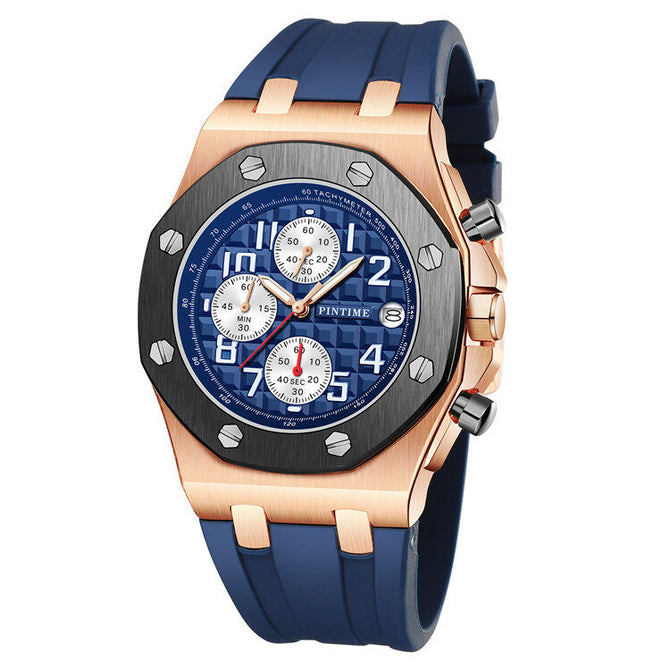 PINTIME Watch Multifunctional Men's Watch Running Seconds Sports Waterproof Calendar Quartz Tape 7008