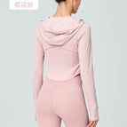 Yoga Sports Jacket Long-Sleeved Women's Workout Clothes Women's yogaTops Zipper Hooded Mesh Hollow running Breathable Yoga Clothes DSL408