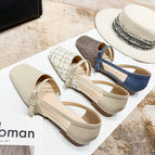 2022 new low-heeled fashion toe sandals women's hollow flat-bottomed square-toe shoes women's 168-6