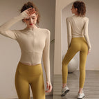 2022 new yoga clothes women's long-sleeved zipper jacket tight-fitting sports running professional fitness suit 205+181