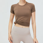 Seamless Yoga Clothes Sports Top Women's Short-Sleeved Breathable Quick-Drying Sports Fitness Clothes T-shirt