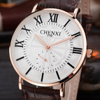 CHENXI Couple's Watch Men's Watch 076b Ultra-Thin Fashion Watch Women's quartz casual watch CX-076B leather