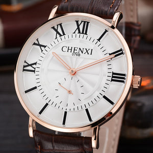 CHENXI Couple's Watch Men's Watch 076b Ultra-Thin Fashion Watch Women's quartz casual watch CX-076B leather
