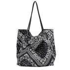 Korean version forest art print canvas bag net red stitching pattern handbag casual retro large capacity shoulder bag SR1089