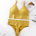 Underwear women's thin no steel ring sexy gathered bra triangle cup beauty vest comfortable panties bra set 1608