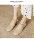 Sandals women's summer 2022 new square toe gentle all-match thick heel sandals women's small fragrance sandals women 17834-3