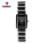 CHENXI Square Couple Watch Women'S Men's Watch Ceramic Watch Fashion Quartz couple Watch CX-104A