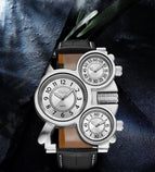 OULM watch for men quartz watch multi-time zone genuine leather quartz causal watch 1167