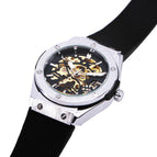 Forsining European American Style Men's Fashion Casual Silver Hollow Skeleton Automatic Mechanical men Watch SLZe11