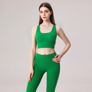 New yoga suit Cross Shoulder Strap Beautiful Back Tank-Top Yoga Clothes Women's Skinny Running fitness Sports Two-Piece set TZ-230322