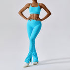 New Leisure Sports Yoga women Suit Thread Wide Leg Micro Horn Pilates Back Fitness running yoga Suit Set TZ8056-6 TZ8056-7