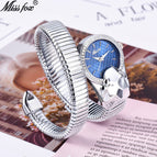 MISSFOX Watch Ladies Fashion Trend Unique Diamond Snake Watch Bracelet 2808