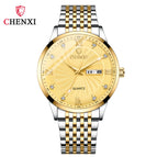 CHENXI Business Dual Calendar Watch Couple Steel Strap Watch in Stock Men's and Women's Quartz Watch CX-8212A inter-gold