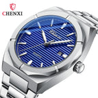 CHENXI Business Men's Watch Horizontal Bar Calendar Polygon Luminous Waterproof Steel Belt Quartz Watch Men cx-8262