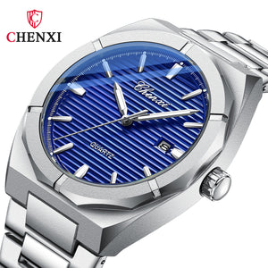 CHENXI Business Men's Watch Horizontal Bar Calendar Polygon Luminous Waterproof Steel Belt Quartz Watch Men cx-8262