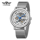 2023 New T-winner Men's Watch Fashion Hollowed-out Mesh Belt Waterproof Manual Mechanical men Watch SLZg123