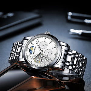 Kimsdun Fashion Star Skeleton Watch Men's Waterproof Automatic Mechanical Watch business Men casual watch K-1978A